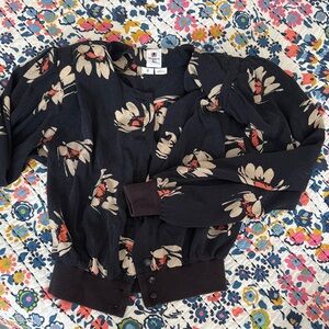 Floral Black Bomber Jacket